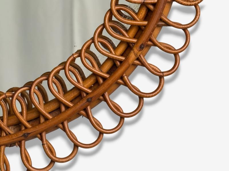 Franco Albini attr., Italian Modern, rattan, Wall Mirror, Italy, 1950s - 7