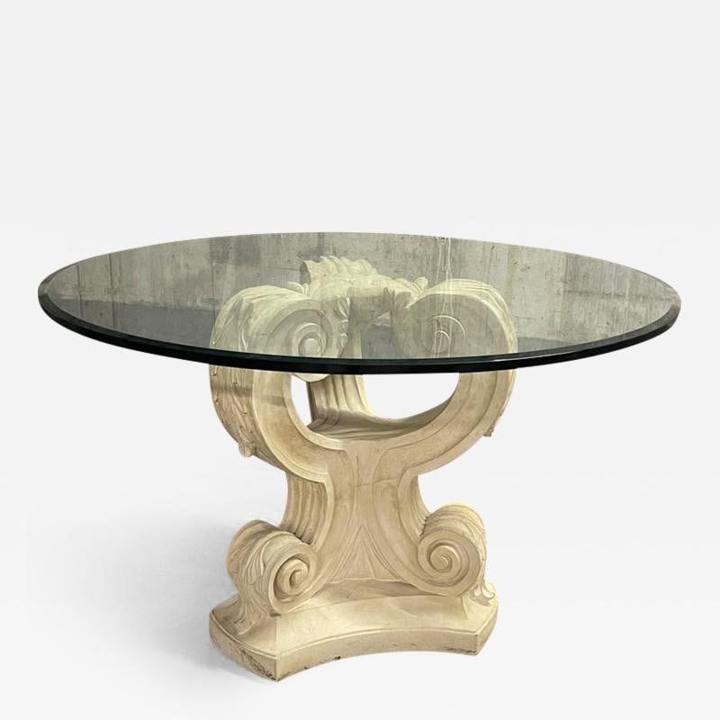 Rococo Glass Top Center, Dining, Card Table, Mid-Century Modern Style (1 of 2)