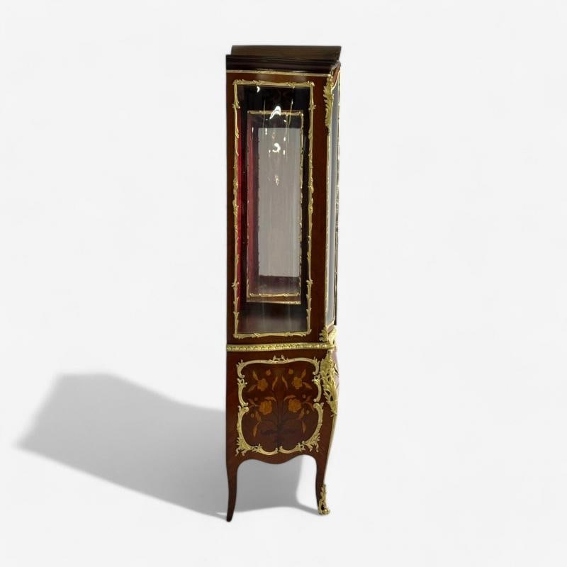 Louis XV Style, Bombe Vitrines, Ormolu Bronze, Inlaid Marquetry, France, 19th - 11