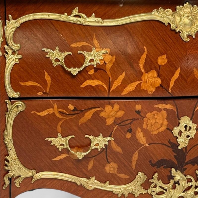 Louis XV Style, Bombe Vitrines, Ormolu Bronze, Inlaid Marquetry, France, 19th - 8