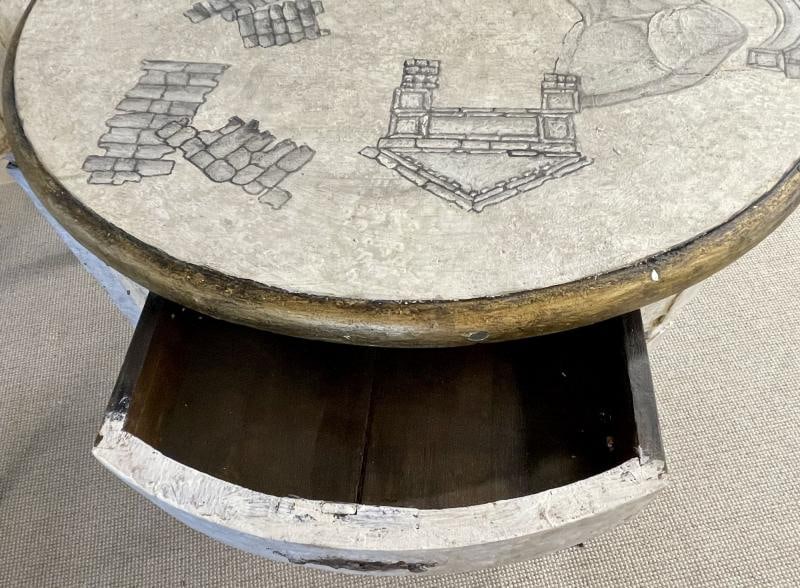 Gustavian Pair of End, Side Tables, Swedish Paint Decorated, Fornasetti Style - 11