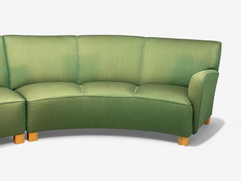 Danish Cabinetmaker, Fabric, Wood, Monumental Banana Sofa, Denmark, 1960s - 6
