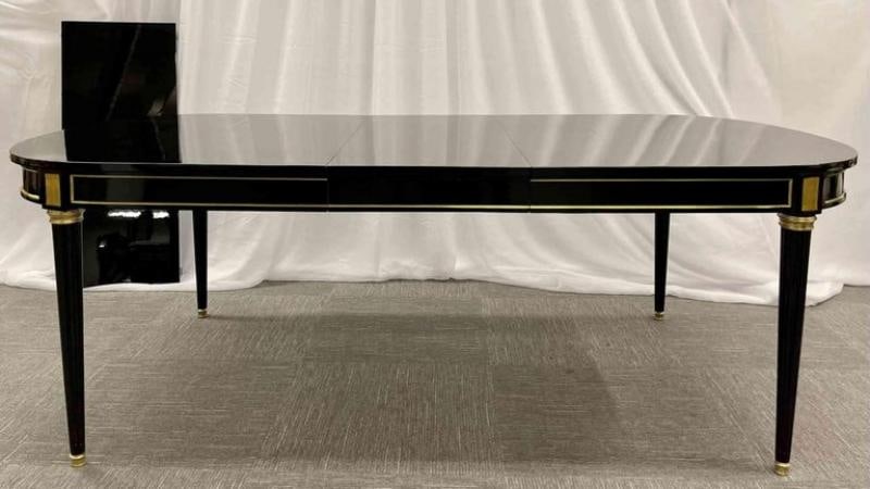 Hollywood Regency Dining Table, Maison Jansen, Louis XVI Style, Ebony, Bronze Mt - 10