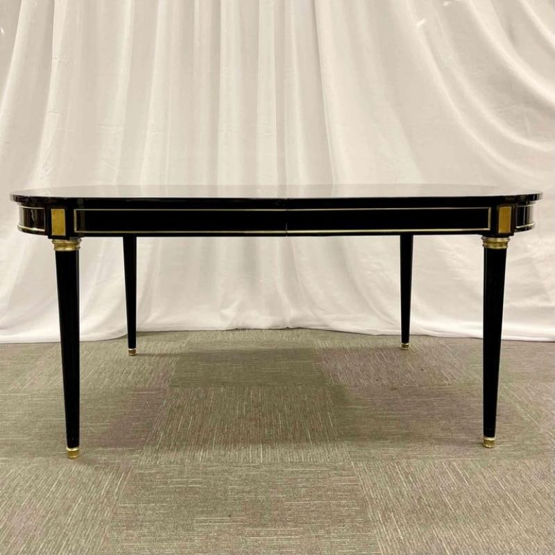 Hollywood Regency Dining Table, Maison Jansen, Louis XVI Style, Ebony, Bronze Mt - 4