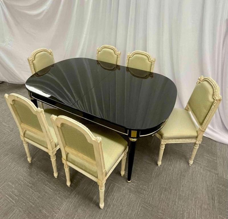 Hollywood Regency Dining Table, Maison Jansen, Louis XVI Style, Ebony, Bronze Mt - 5