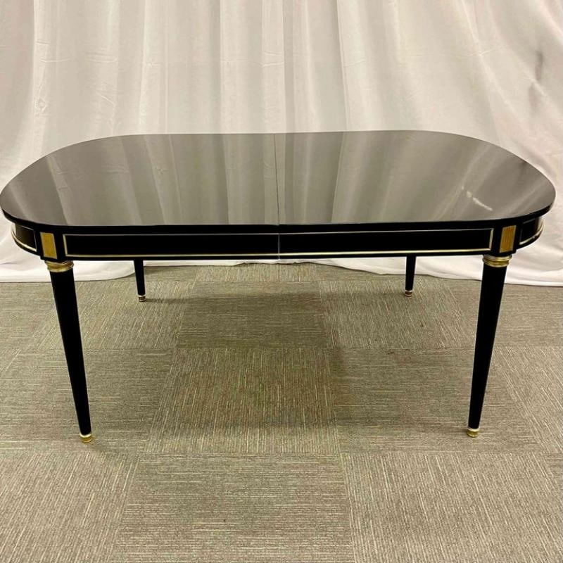 Hollywood Regency Dining Table, Maison Jansen, Louis XVI Style, Ebony, Bronze Mt - 6