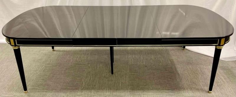 Hollywood Regency Dining Table, Maison Jansen, Louis XVI Style, Ebony, Bronze Mt - 8