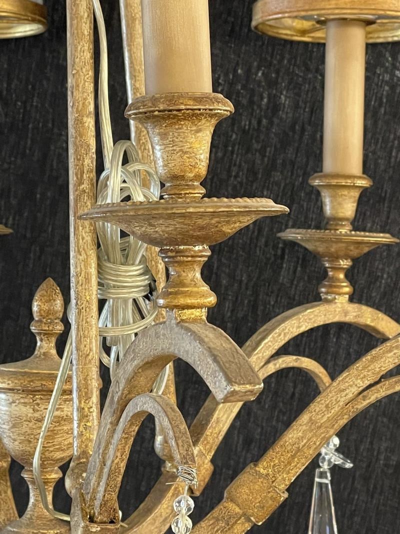 Italian Gilt Metal and Crystal Chandelier with Glass Shades - 11