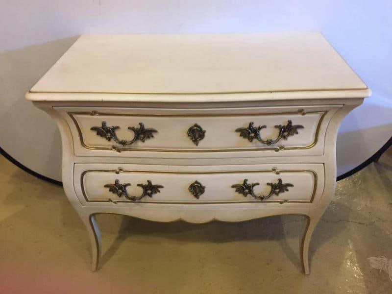 White and Gilt Decorated Louis XV Style Bombe Commode - 3