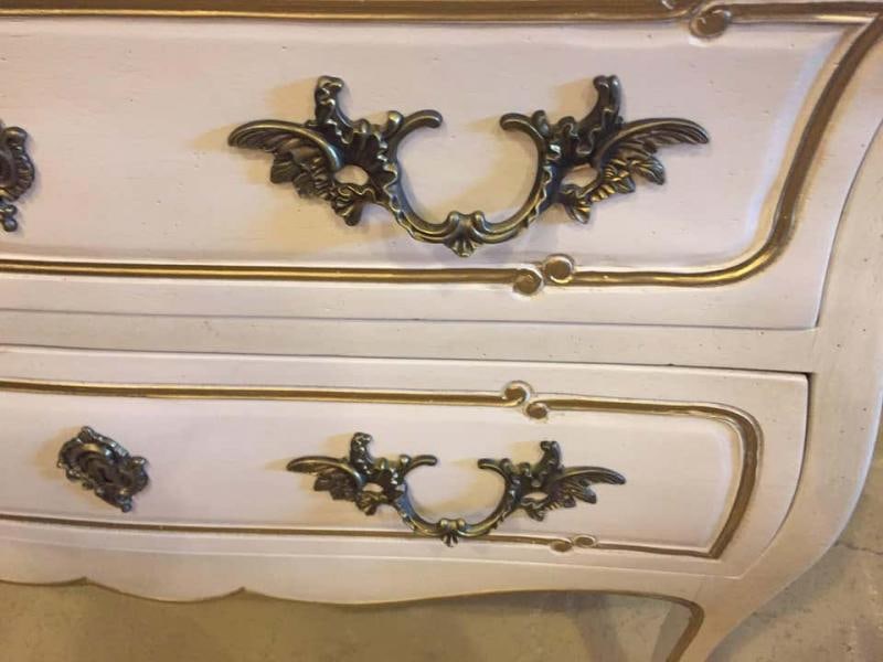 White and Gilt Decorated Louis XV Style Bombe Commode - 4