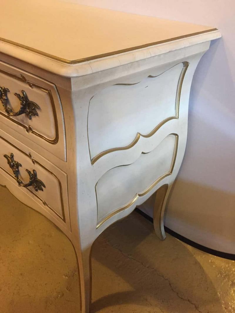 White and Gilt Decorated Louis XV Style Bombe Commode - 9