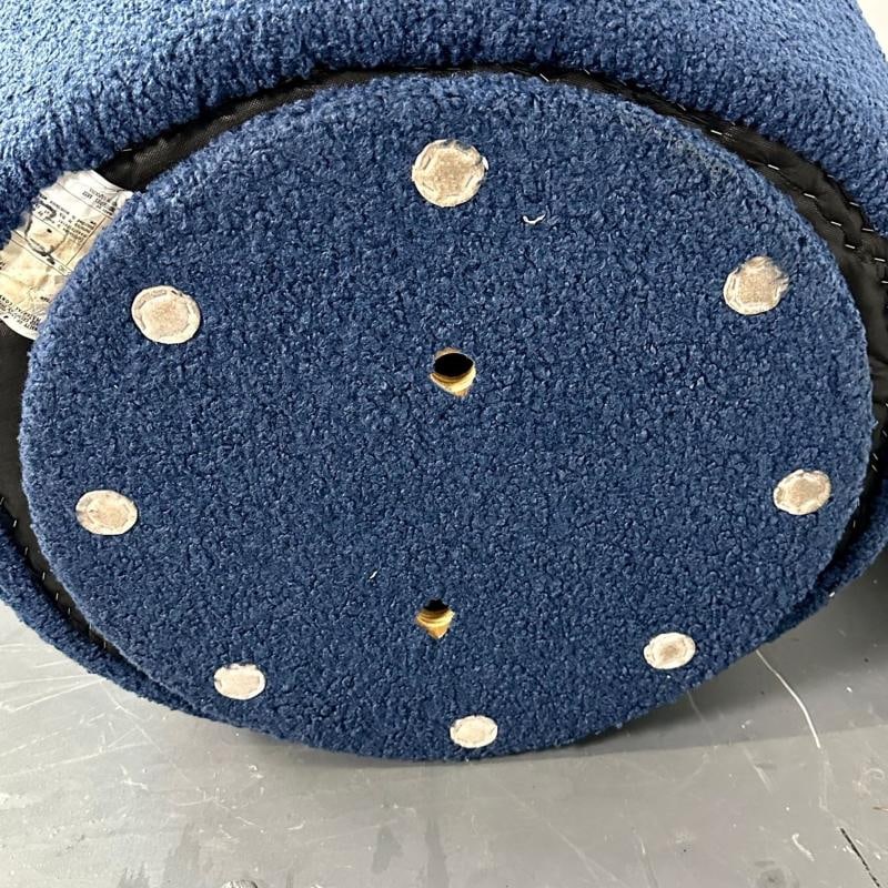 Pair of Mid-Century Modern Nautilus Style Swivel / Lounge Chairs, Blue Faux Fur - 13