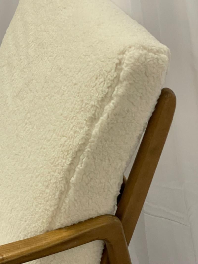 France and Daverkosen Teak Armchairs, Mid-Century Modern in Sherpa Style Fabric - 10