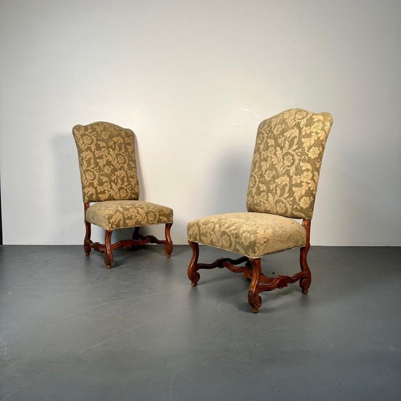 Pair of Jacobean Throne Chairs, King and Queen, Fine Fabric - 3