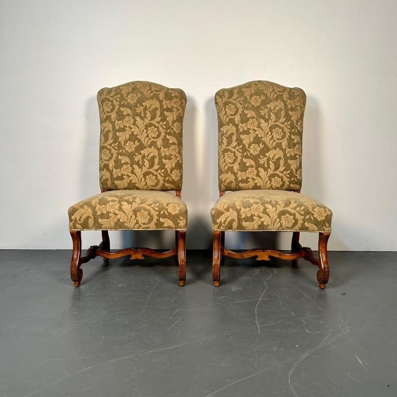 Pair of Jacobean Throne Chairs, King and Queen, Fine Fabric - 4