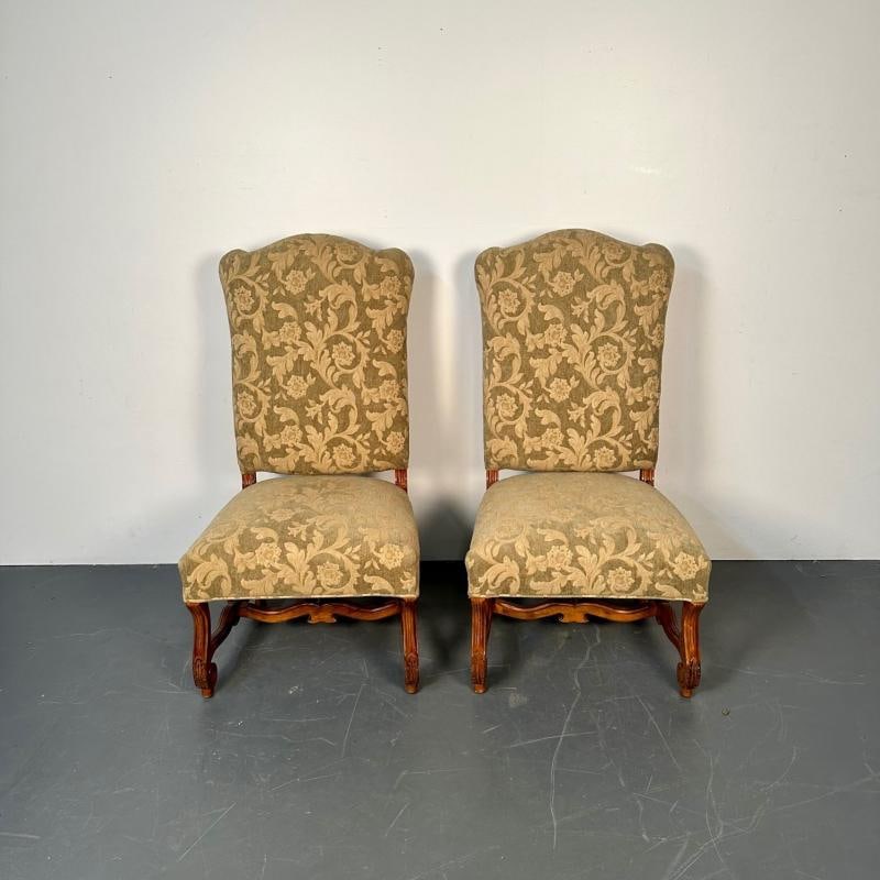 Pair of Jacobean Throne Chairs, King and Queen, Fine Fabric - 5