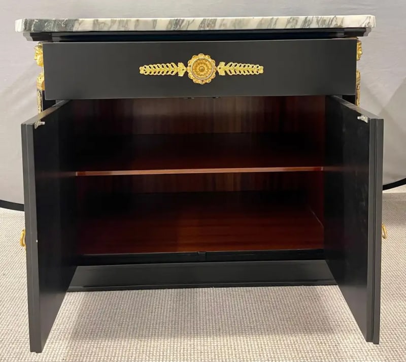 Pair Hollywood Regency Marble Top Nightstands or End Tables - 12