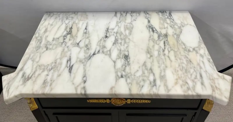 Pair Hollywood Regency Marble Top Nightstands or End Tables - 3