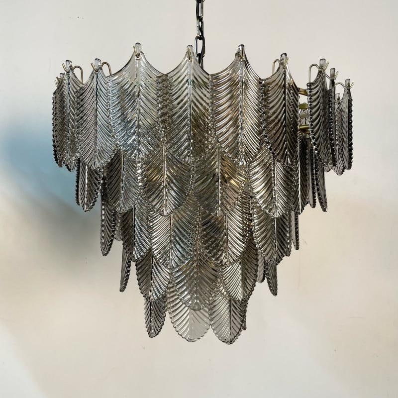 Eicholtz, Modern, Art Deco Style, Chandelier, Brass, Smoked Glass, 2010s - 2