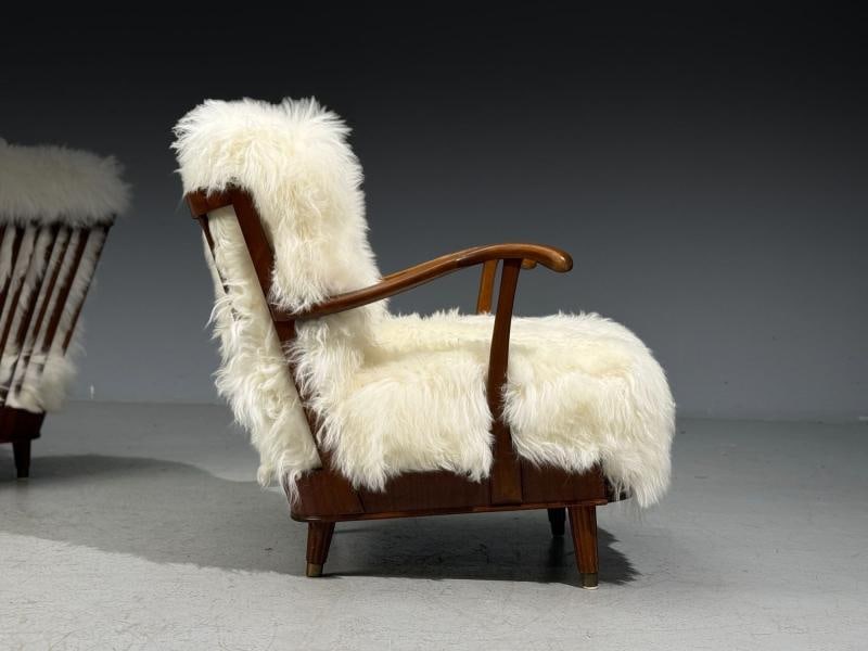 Svante Skogh, Lounge Chairs, Mongolian Fur, Beech, Sweden, 1945 - 8