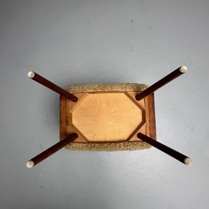 Swedish Mid-Century Modern, Stools, Honey Sheepskin, Walnut, Sweden, 1970s - 12