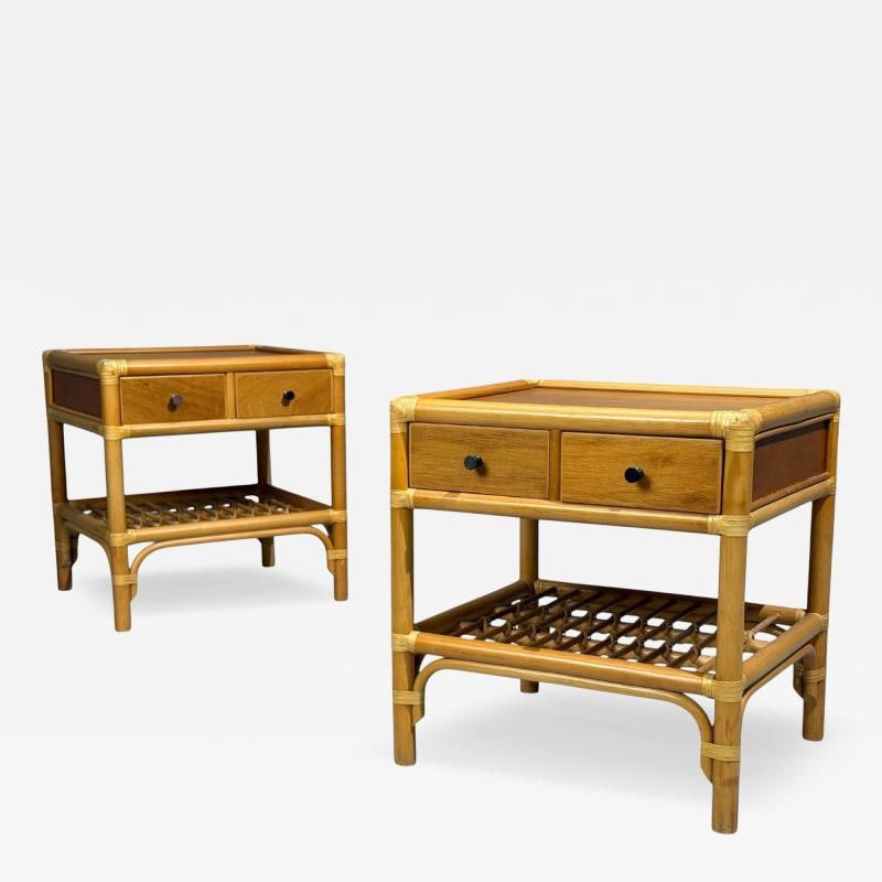 Kenneth Bergenblad, Nightstands, Bamboo, Rattan, Brass, Sweden, 1970s (1 of 13)
