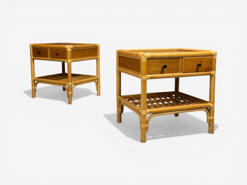 Kenneth Bergenblad, Nightstands, Bamboo, Rattan, Brass, Sweden, 1970s - 3