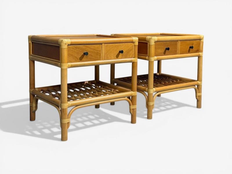 Kenneth Bergenblad, Nightstands, Bamboo, Rattan, Brass, Sweden, 1970s - 7