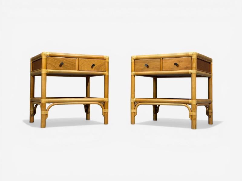 Kenneth Bergenblad, Nightstands, Bamboo, Rattan, Brass, Sweden, 1970s - 8