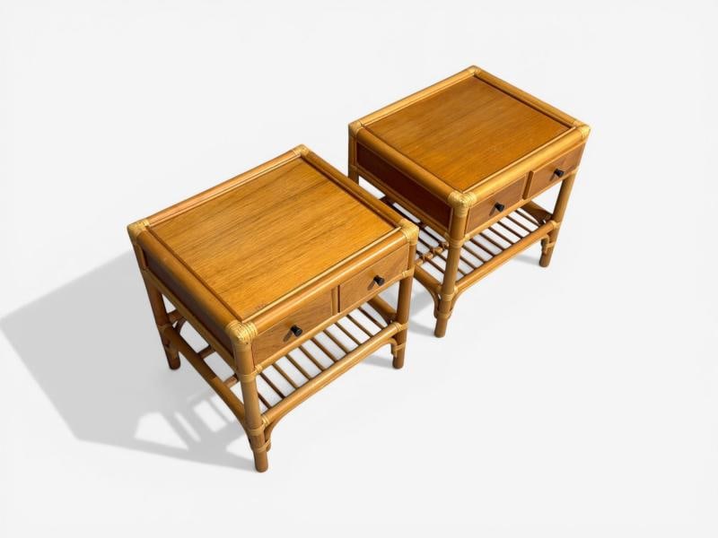Kenneth Bergenblad, Nightstands, Bamboo, Rattan, Brass, Sweden, 1970s - 9