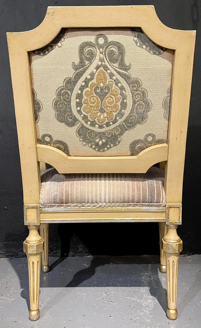 Set of Eight Louis XVI Style Dining Chairs Painted and Parcel-Gilt, Jansen Style - 11