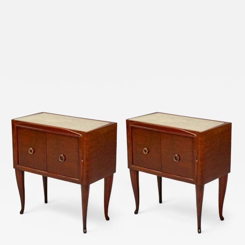 Osvaldo Borsani attr., Exotic Wood, Glass, Brass, Nightstands, Italy, 1960s: Title: Osvaldo Borsani attr., Exotic Wood, Glass, Brass, Nightstands, Italy, 1960s Description: Description 1: Osvaldo Borsani attr., Exotic Wood, Glass, Brass, Nightstands, Italy, 1960s Pair of commo