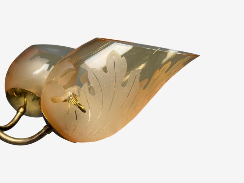 Carl Erik Bodén, Chandelier, Brass, Glass, Sweden, 1940s - 8