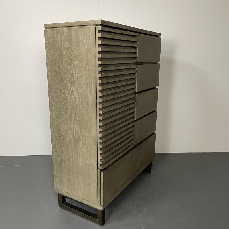 Pickled Modern Hi Chest, Armoire Cabinet, Wardrobe, Metal Base - 13