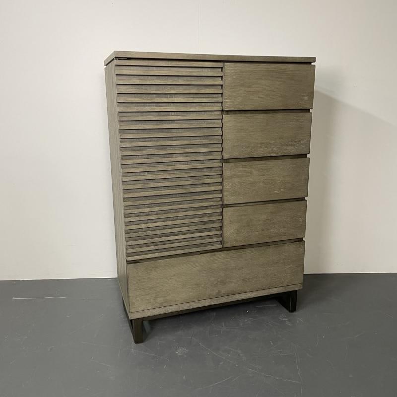 Pickled Modern Hi Chest, Armoire Cabinet, Wardrobe, Metal Base - 3