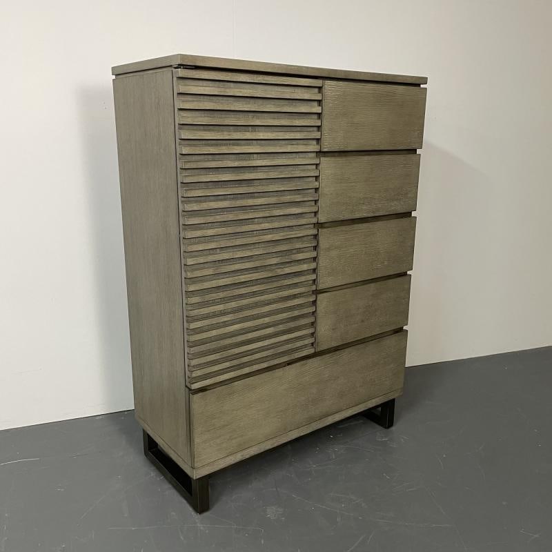 Pickled Modern Hi Chest, Armoire Cabinet, Wardrobe, Metal Base - 4