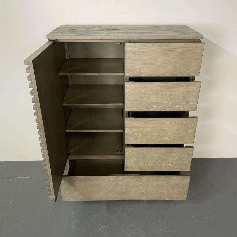 Pickled Modern Hi Chest, Armoire Cabinet, Wardrobe, Metal Base - 8