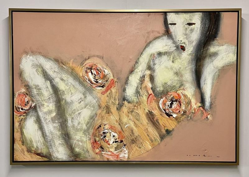 Mid-Century Modern Figurative Painting, Oriental, One of a Pair, Signed - 5