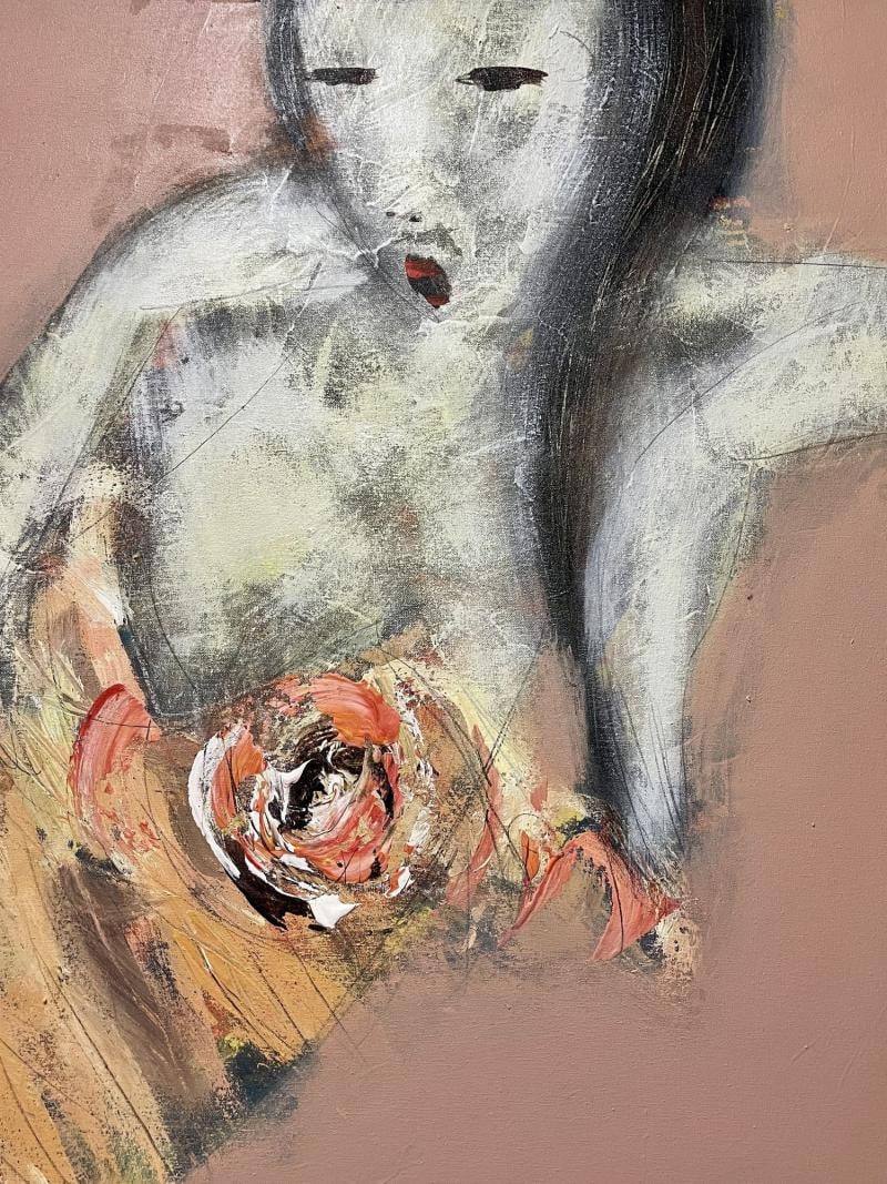 Mid-Century Modern Figurative Painting, Oriental, One of a Pair, Signed - 6