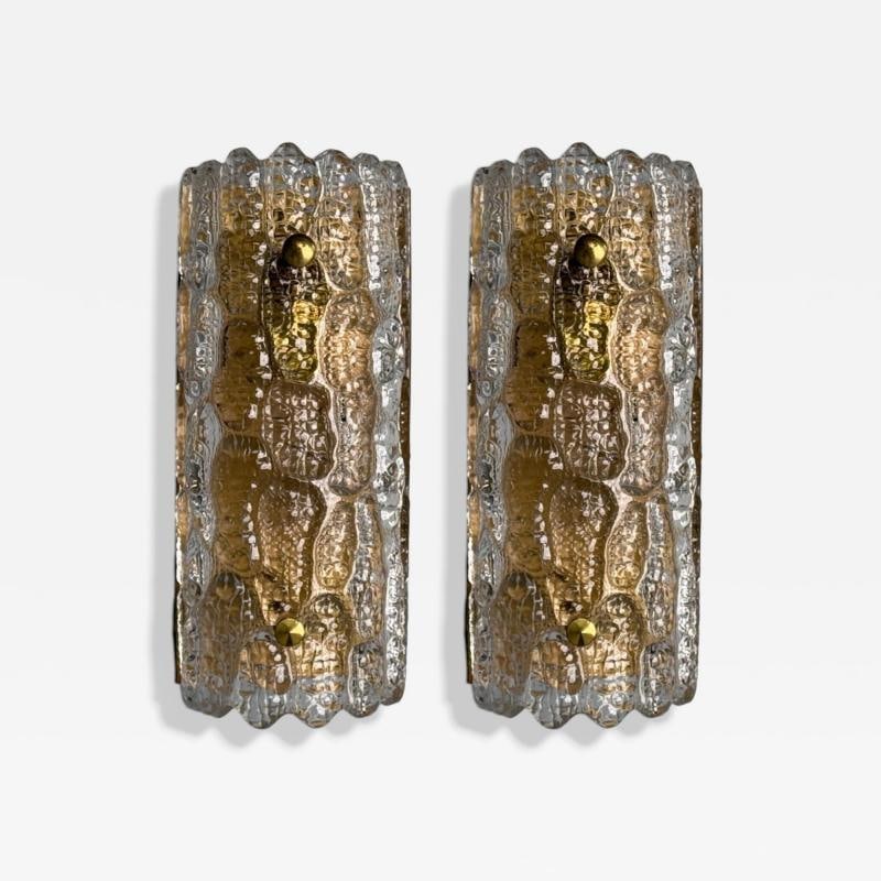 Carl Fagerlund, Textured Glass, Brass, Wall Lights, Sweden, 1960s (1 of 9)