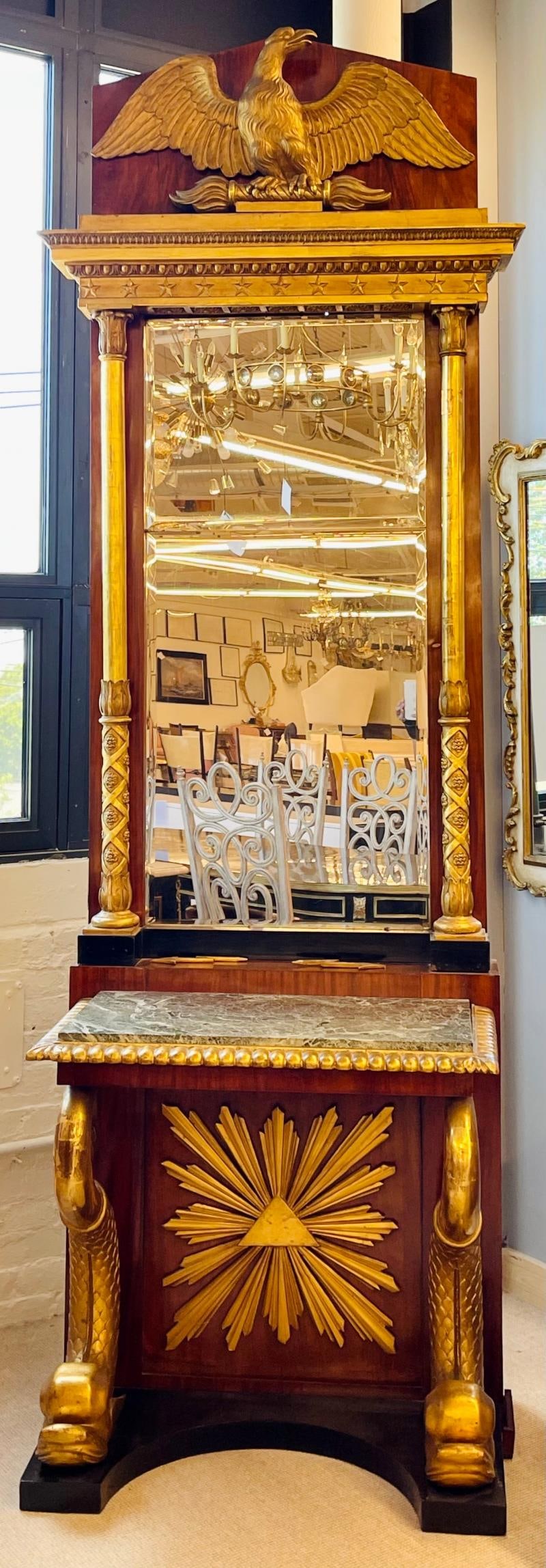 19th Century Mahogany Giltwood Console with Mirror, Neoclassical, P.G Bylanders - 5