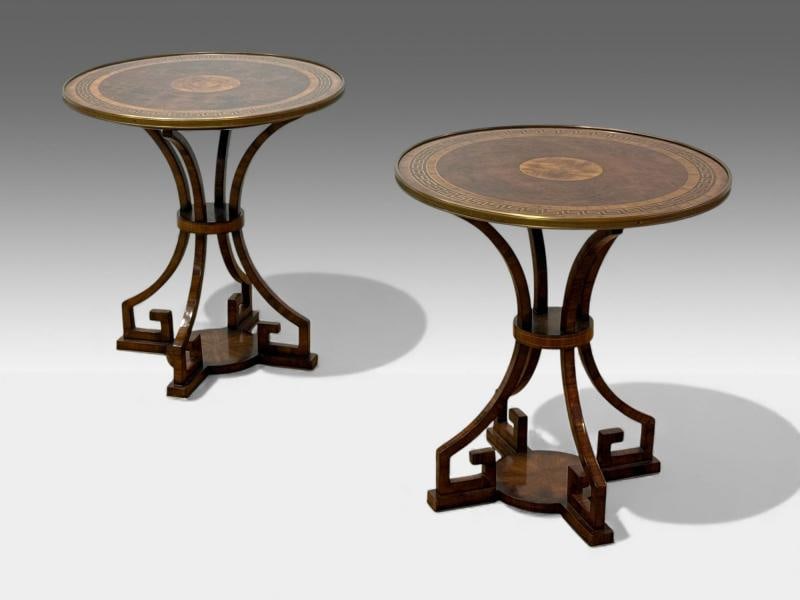 Russian Neoclassical, Burlwood, Brass, Gueridons, France, 1950s - 2