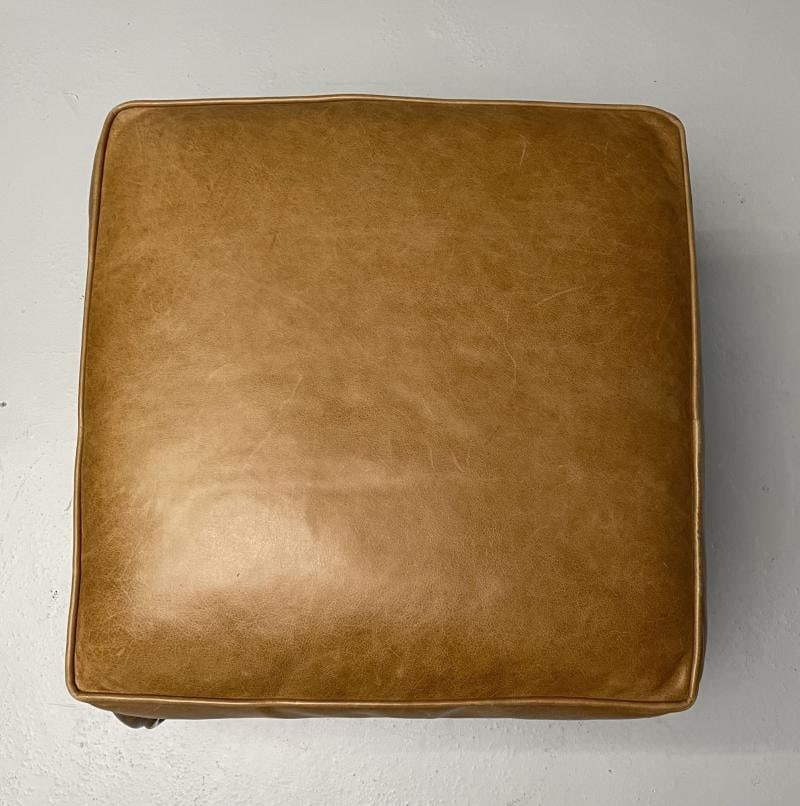 Georgian, Cabriole Leg Ottomans, Tan Leather, Wood, USA, 2000s - 9
