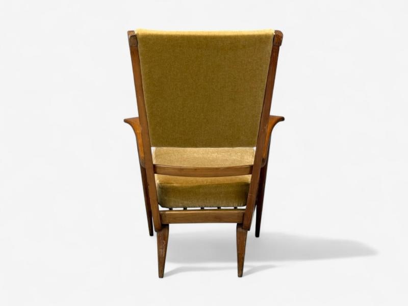 Italian Modern, Stained Wood, Camel Mohair, Lounge Chair, Italy, 1950s - 12