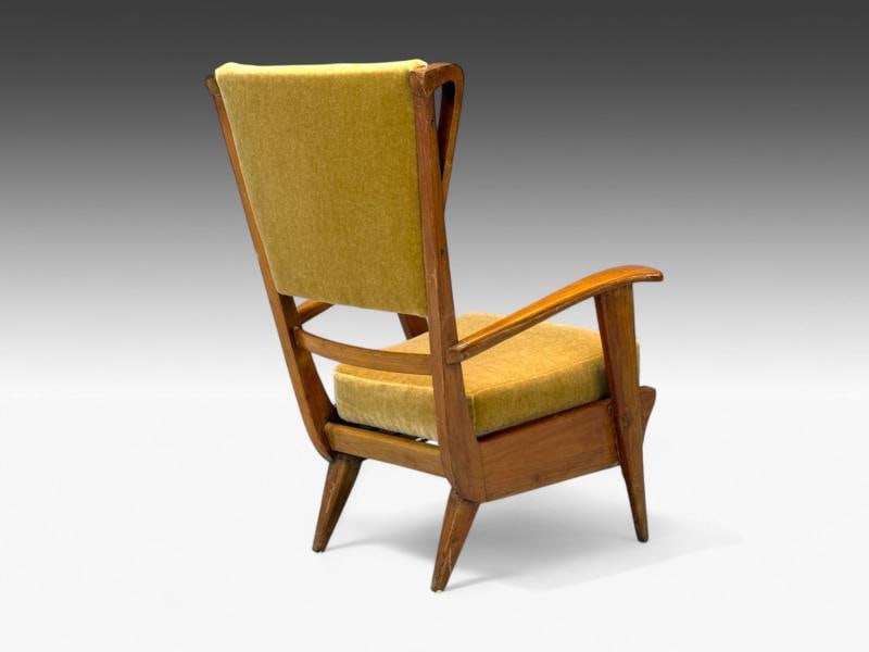 Italian Modern, Stained Wood, Camel Mohair, Lounge Chair, Italy, 1950s - 8