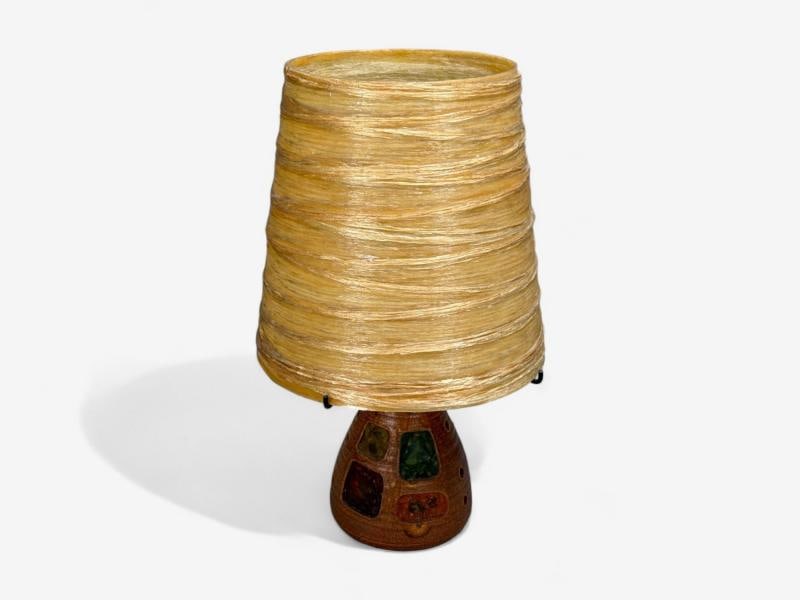 Accolay, Ceramic, Stained Glass, Spun Resin, Table Lamp, France, 1960s - 5