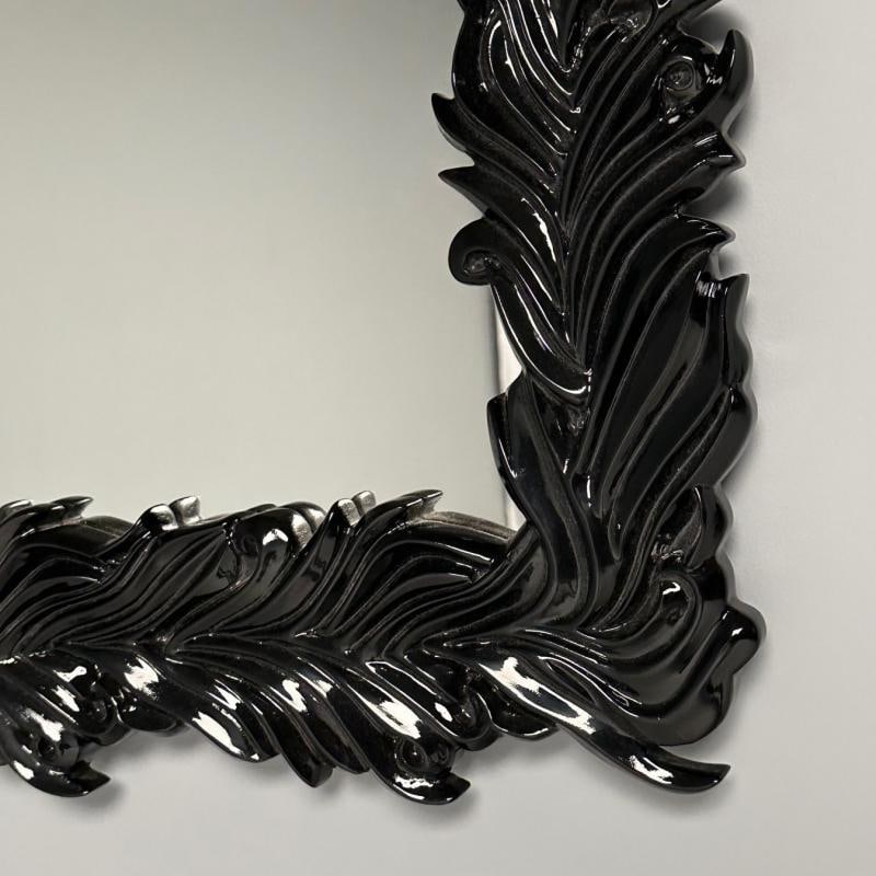 Serge Roche Style, Modern, Rectangular Leaf Wall Mirrors, Black Lacquer - 9
