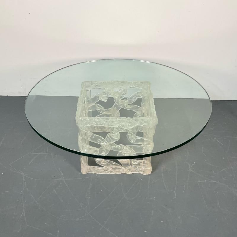 Art Deco Lalique Style Glass Top Coffee or End Table. - 2