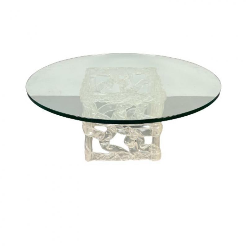 Art Deco Lalique Style Glass Top Coffee or End Table. - 3
