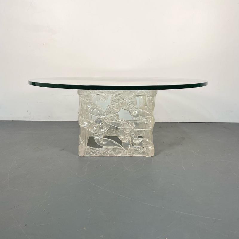 Art Deco Lalique Style Glass Top Coffee or End Table. - 4